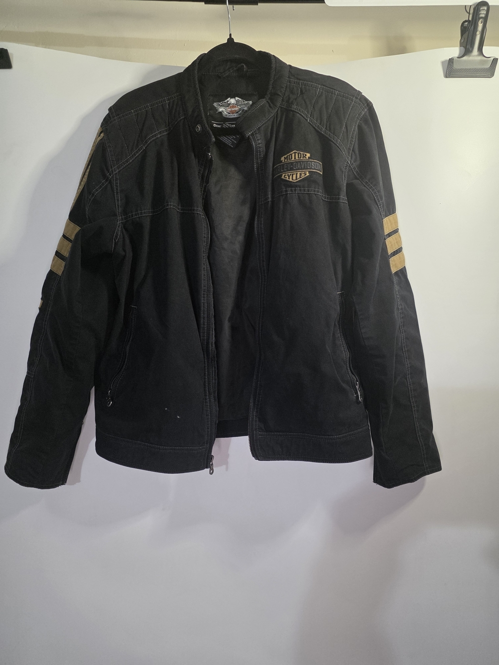 Harley-Davidson Black Jacket with Tan Stripes Size M.